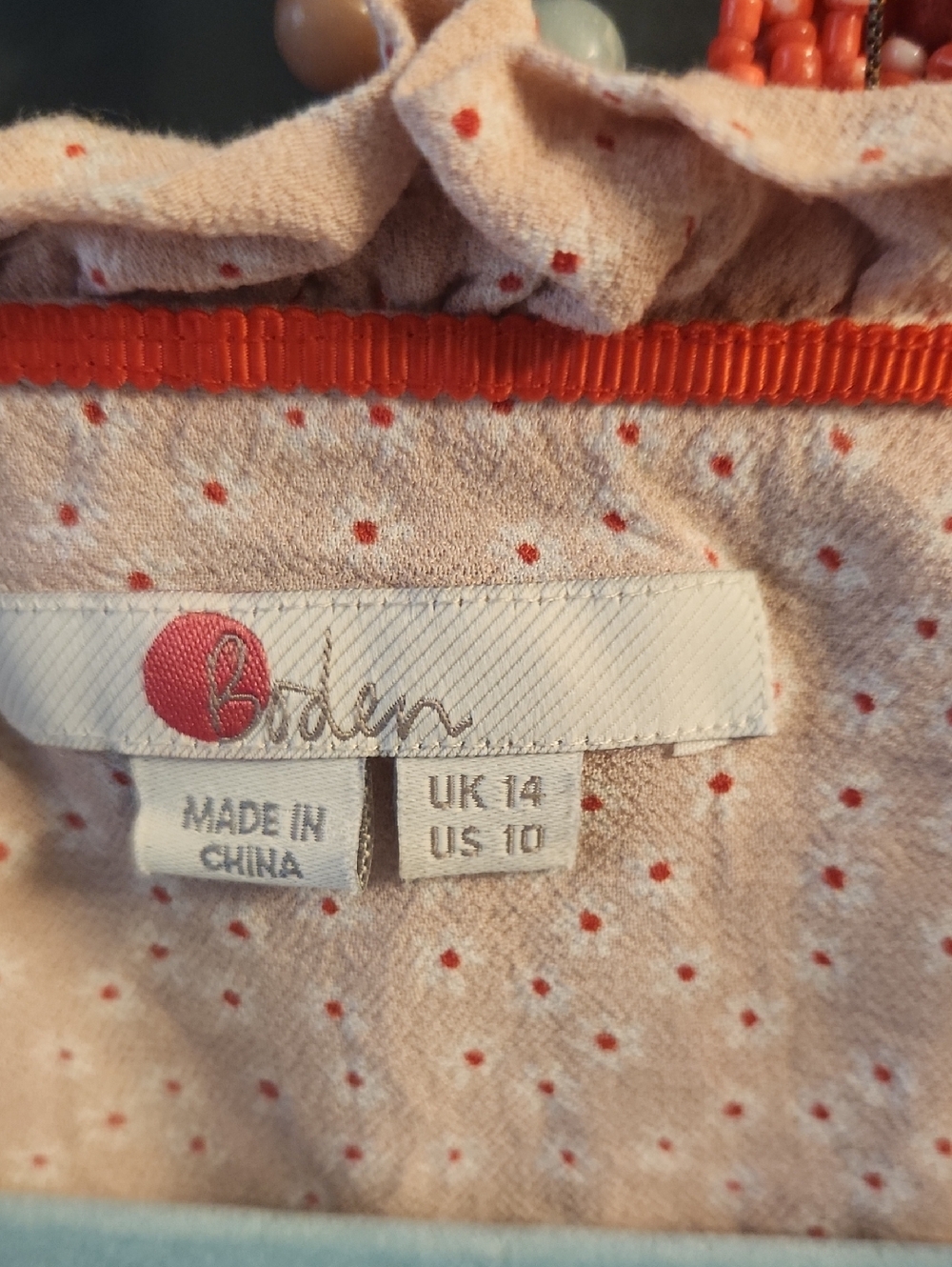 Boden Blush Eyelet Ruffle V-Neck Blouse - Picture 4 of 5